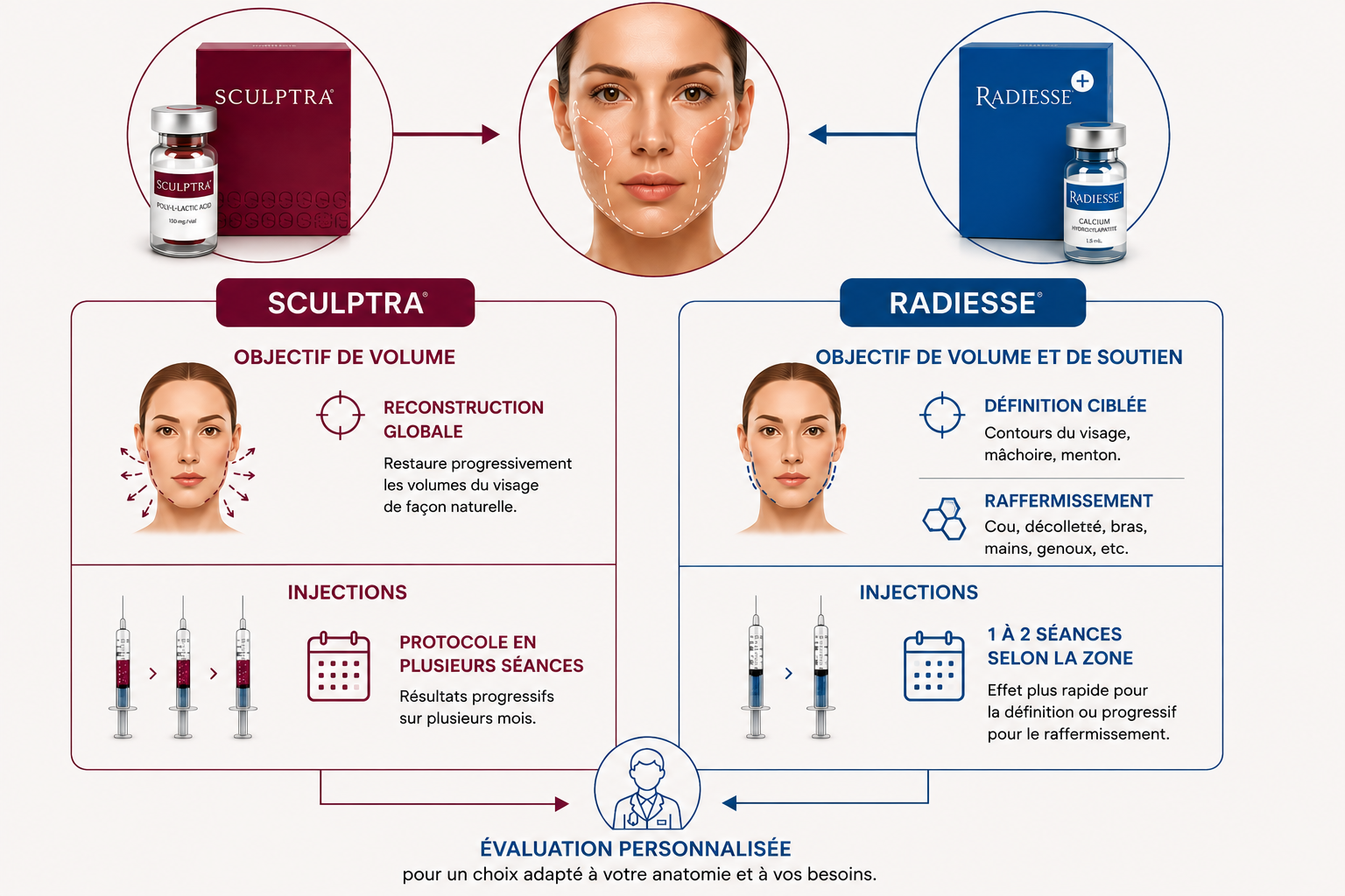Comparaison visuelle entre Sculptra et Radiesse